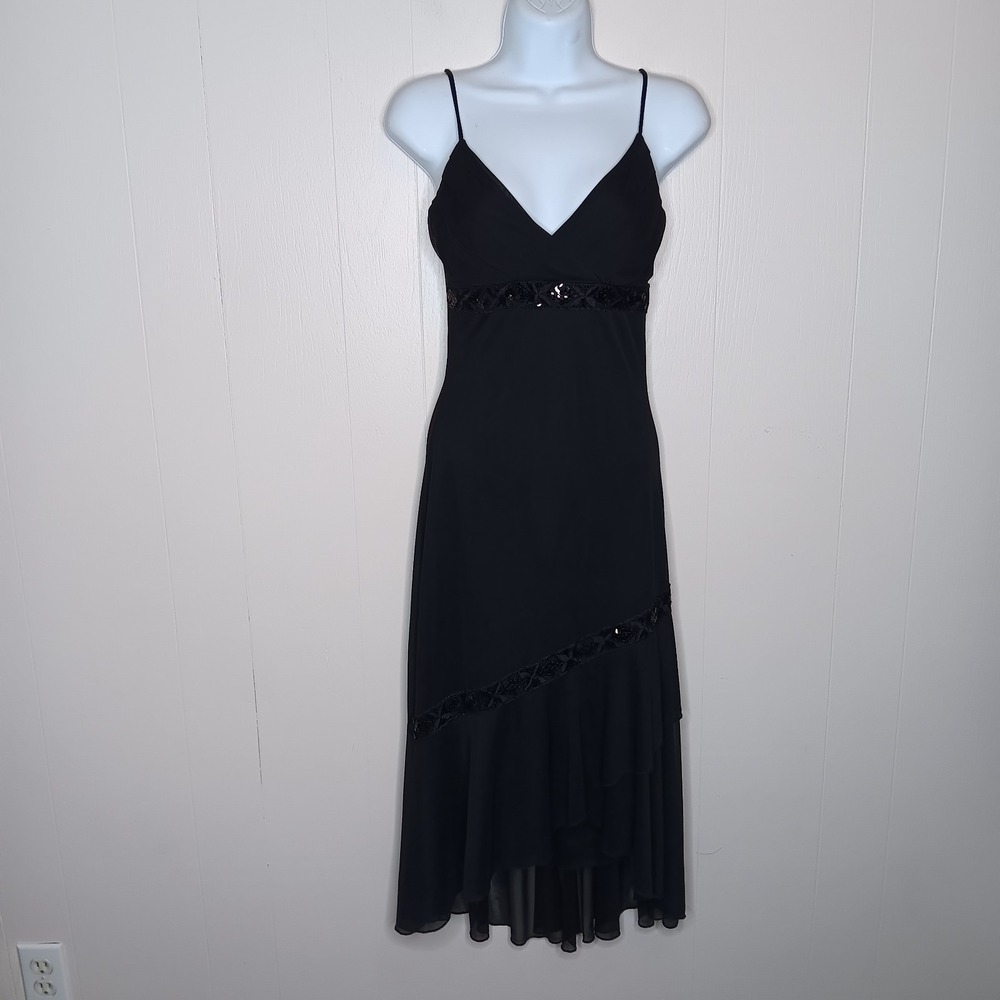 VTG Taboo Slip Dress S Black Sequin Empire Waist Fairy Whimsigoth Vamp Witchy
